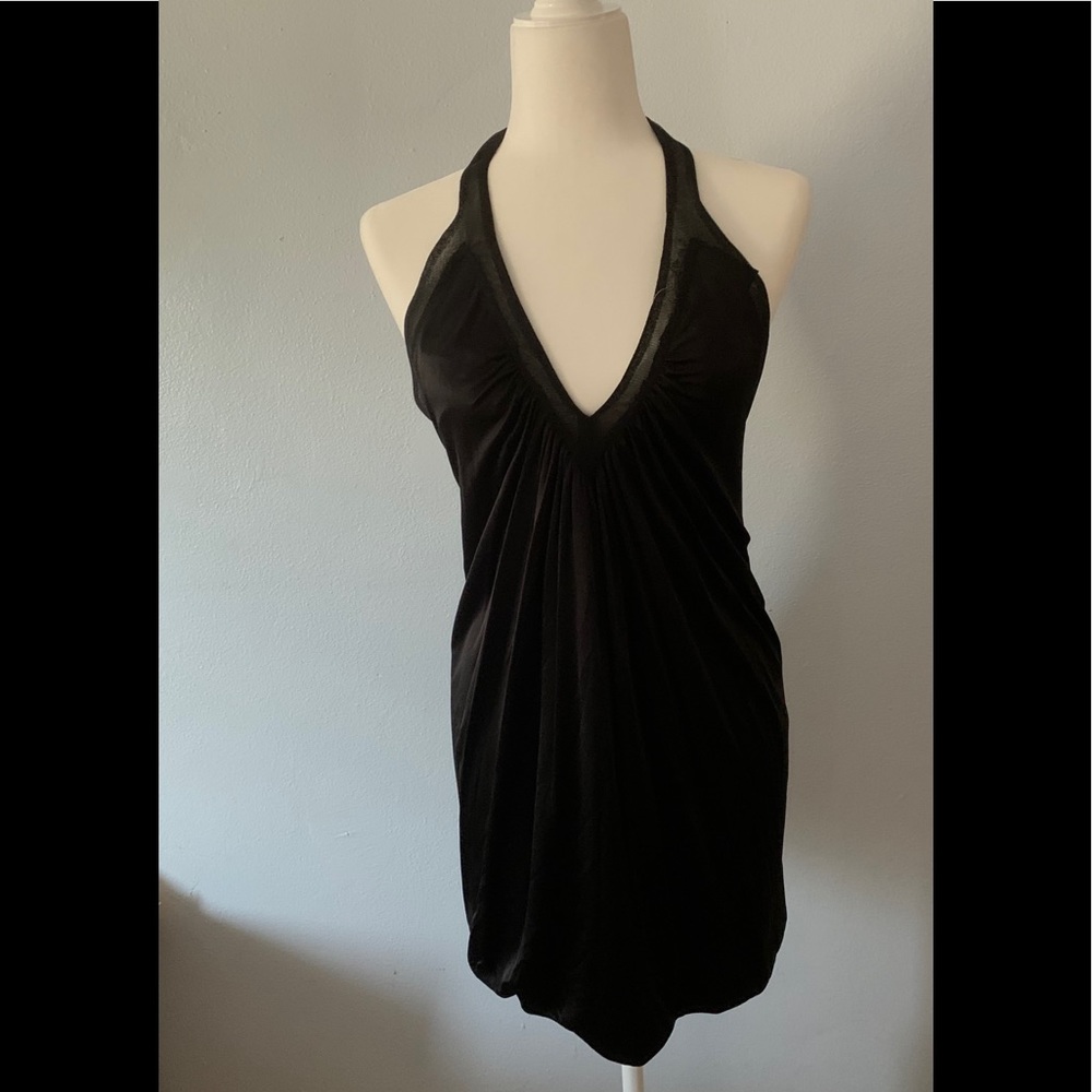 Bcbg Maxazria sleeveless black neck tie dress